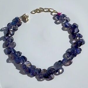 Iolite Gemstone Bracelet • Faceted Blue Stones • Adjustable 7.5–9”
